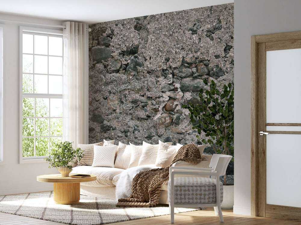Mur avec de vieilles grosses pierres