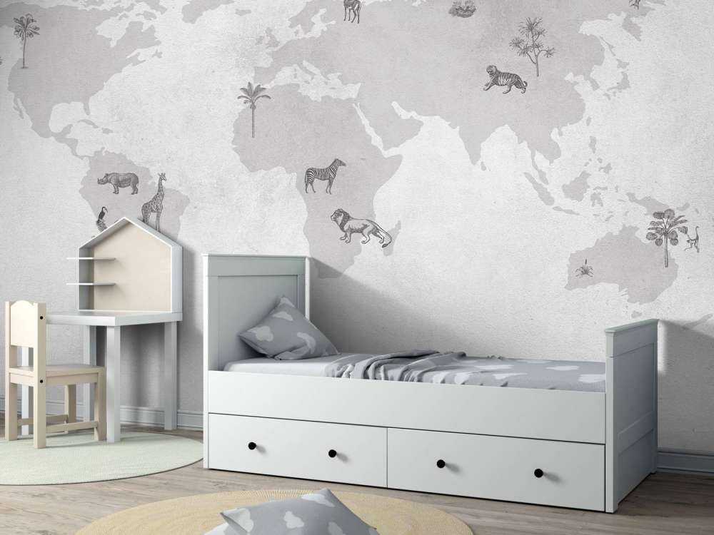 Croquis de la carte du monde en gris