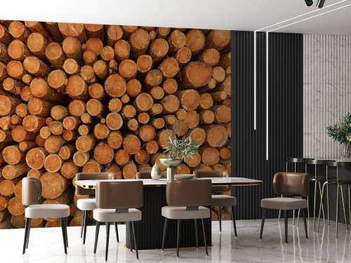 Pile de troncs d'arbres sombres
