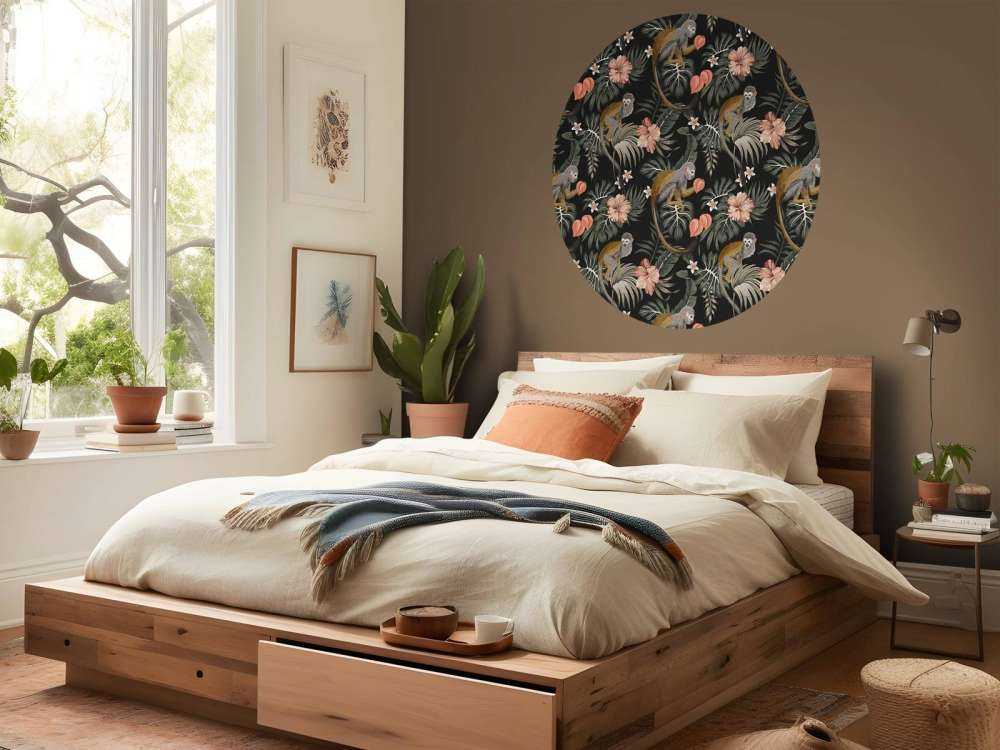 Feuilles tropicales avec des singes