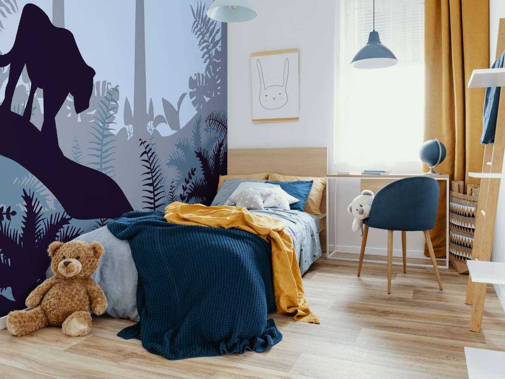 Léopard dans une jungle bleue