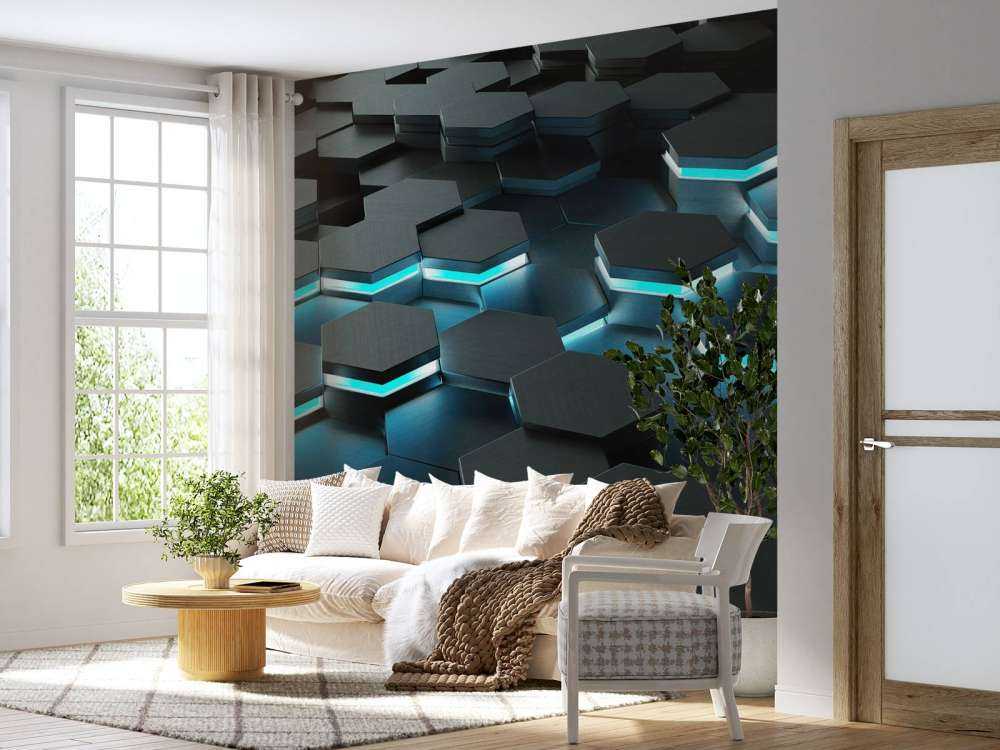 Hexagones 3D lumineux