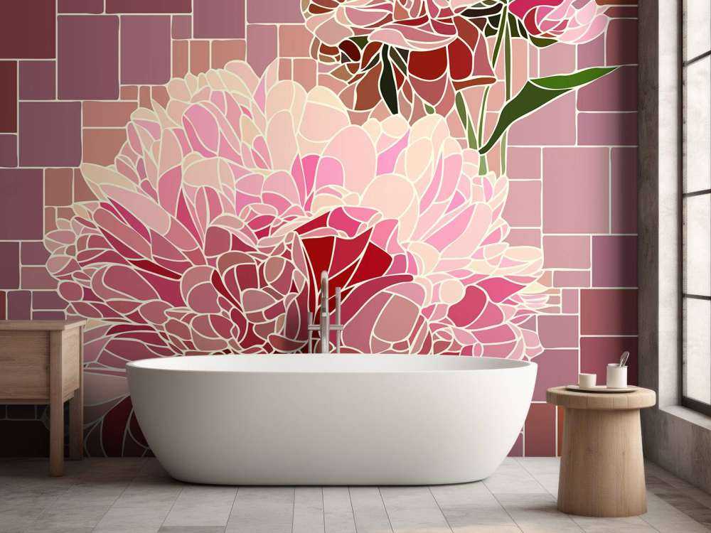 Mosaïque de fleurs roses