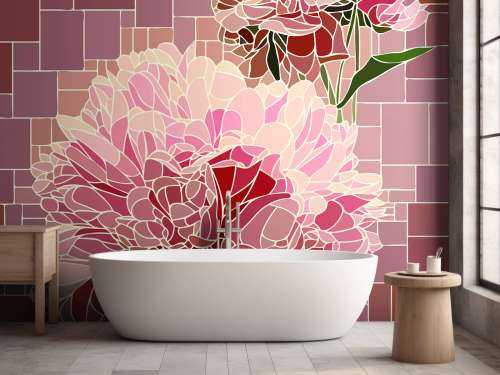 Mosaïque de fleurs roses