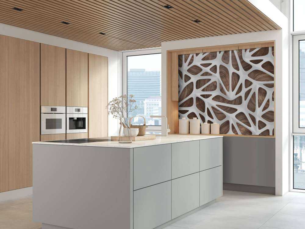 Motif blanc sur bois