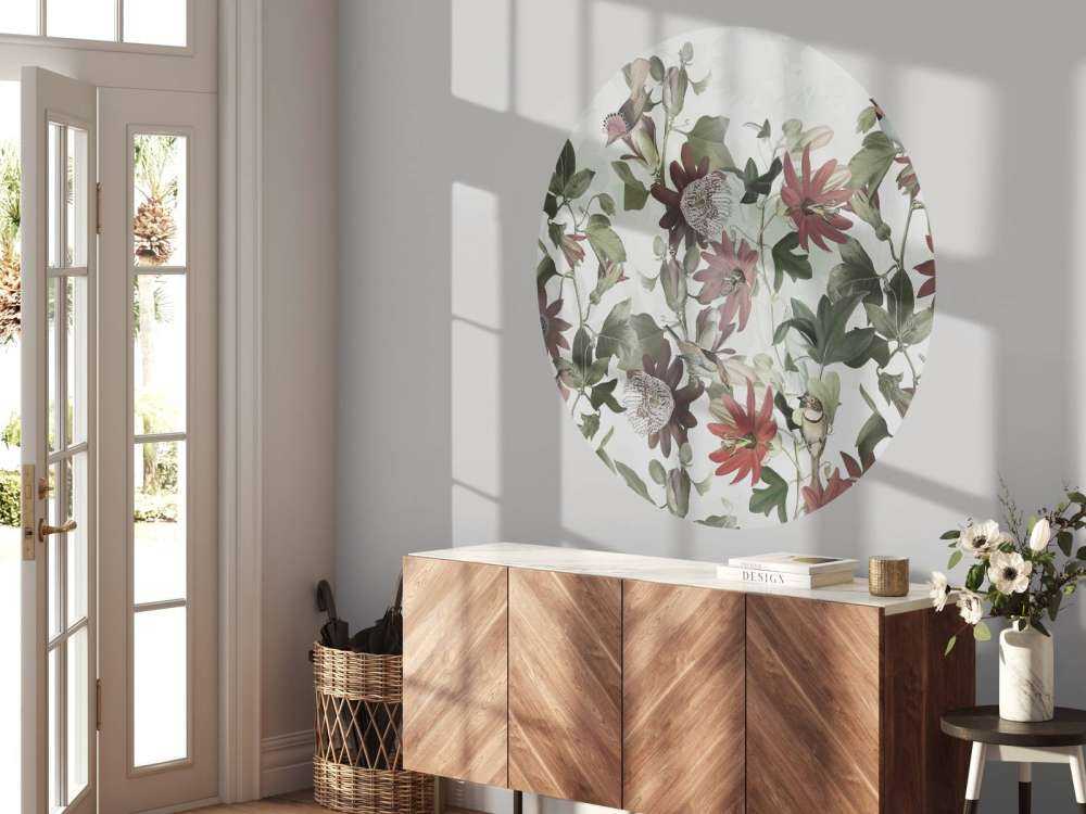 Sept oiseaux dans un feuillage enchanté - vert pastel