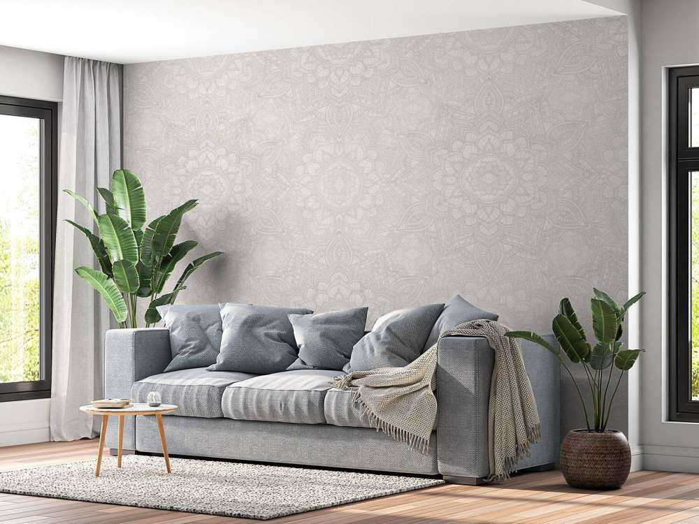 Boho Golden Mandala - gris neutre