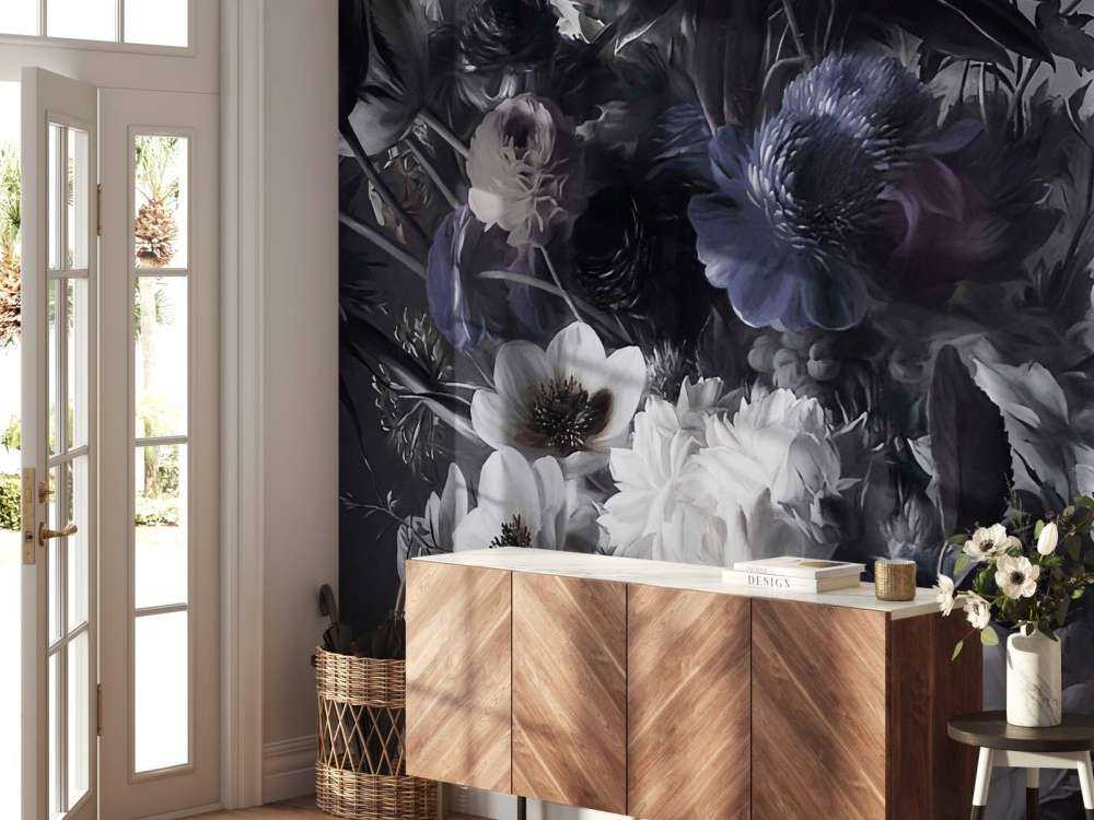 Grand bouquet avec des anémones bleues