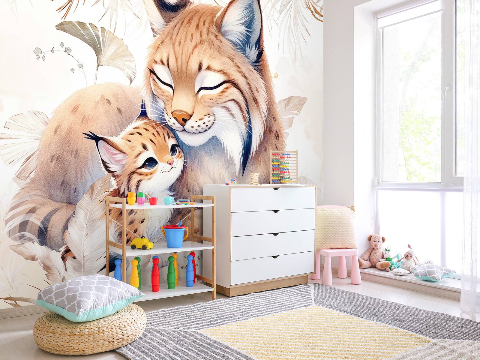 Lynx aimant avec un jeune