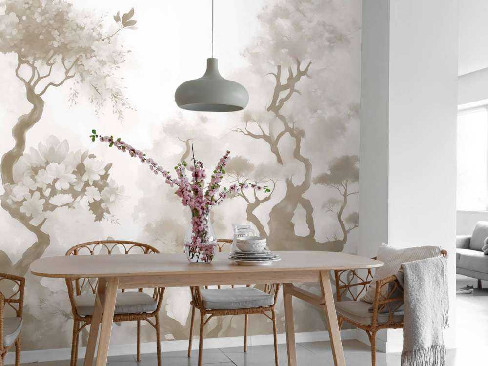 Arbres en fleurs gris