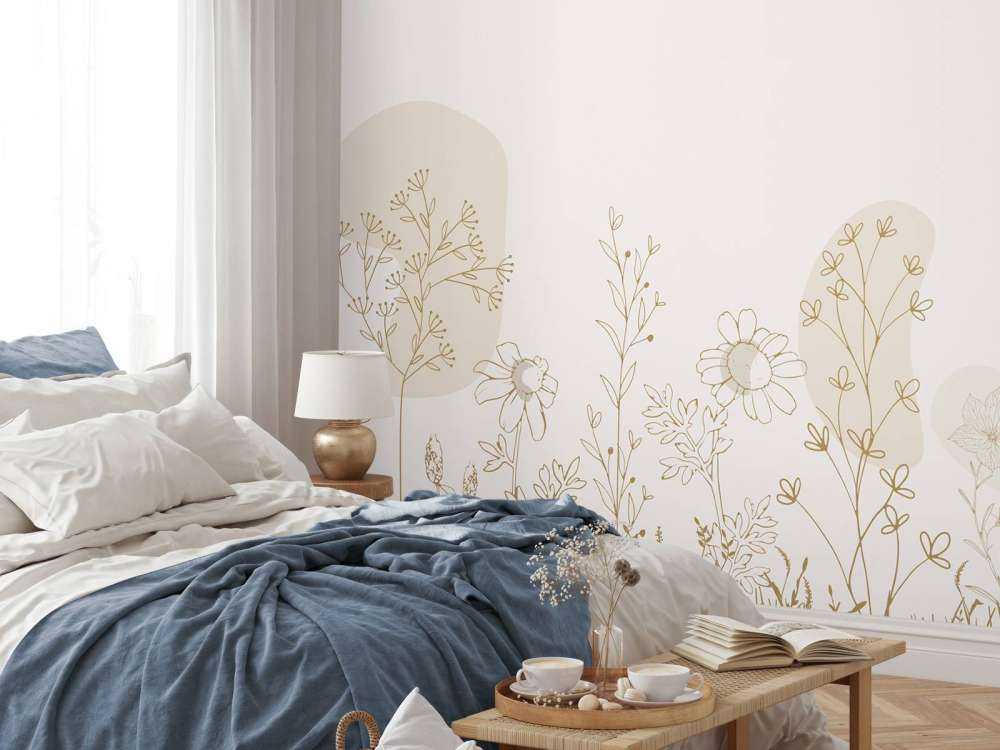 Champ de fleurs haut beige et couleurs de la nature