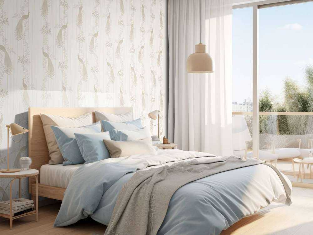 Papier peint Classic Peacock Flora - beige