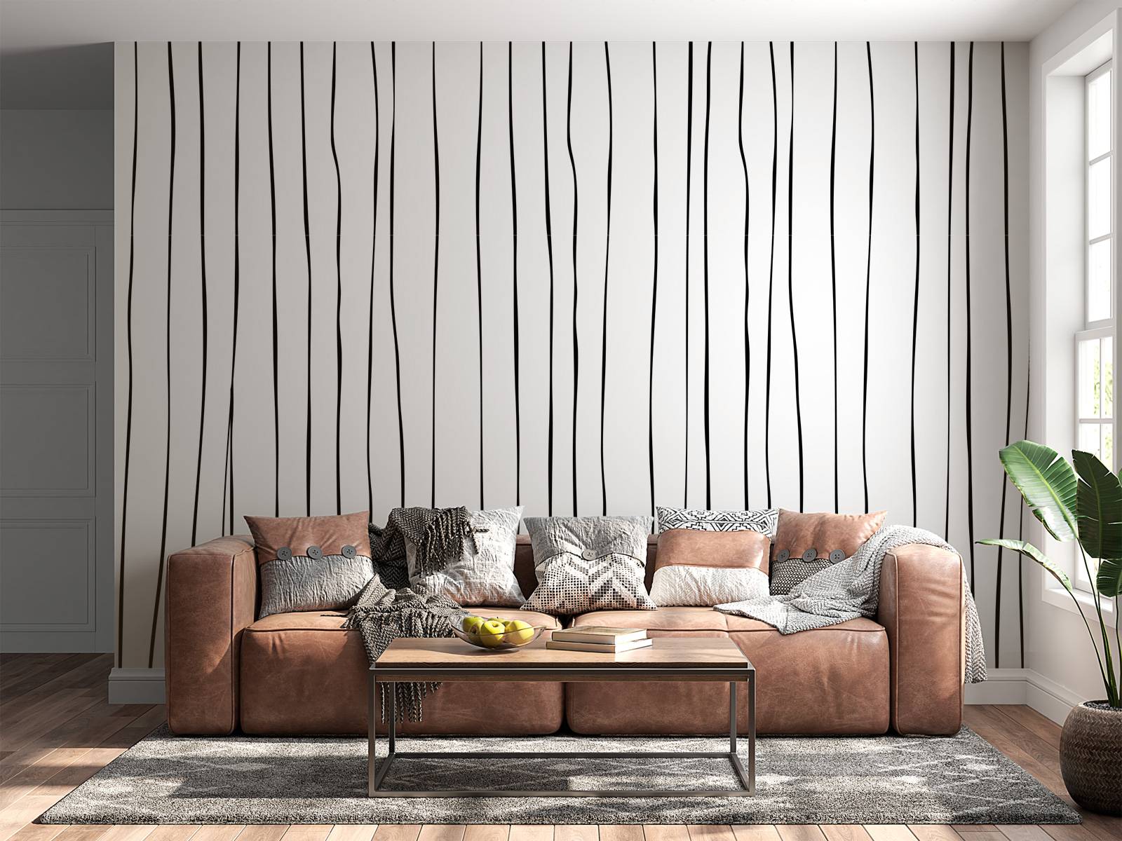 Lignes abstraites en noir et blanc