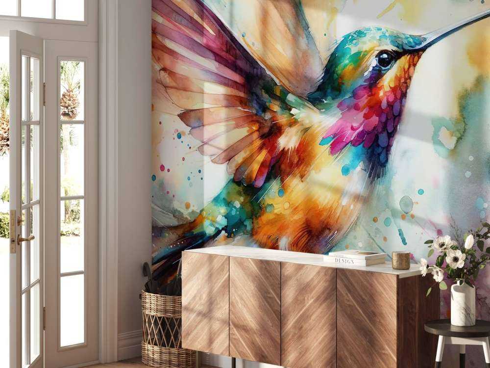Colibri iridescent en plein vol