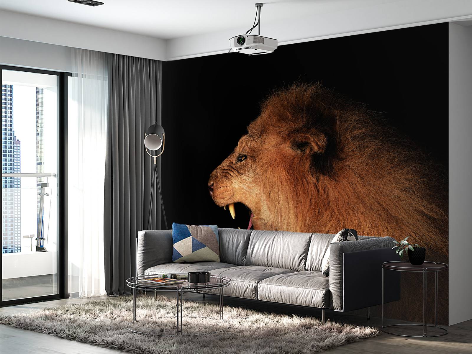 Lion rugissant