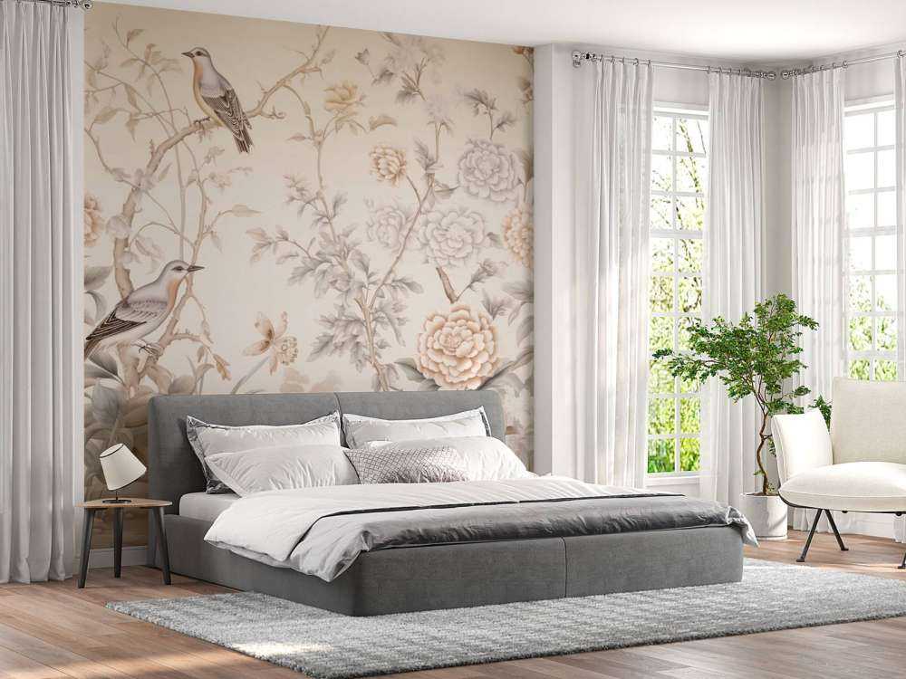 Paysage fleuri dessiné