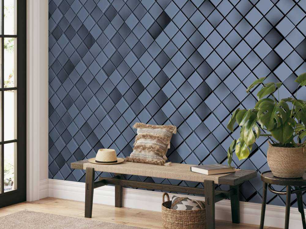 Tuiles bleues en 3D
