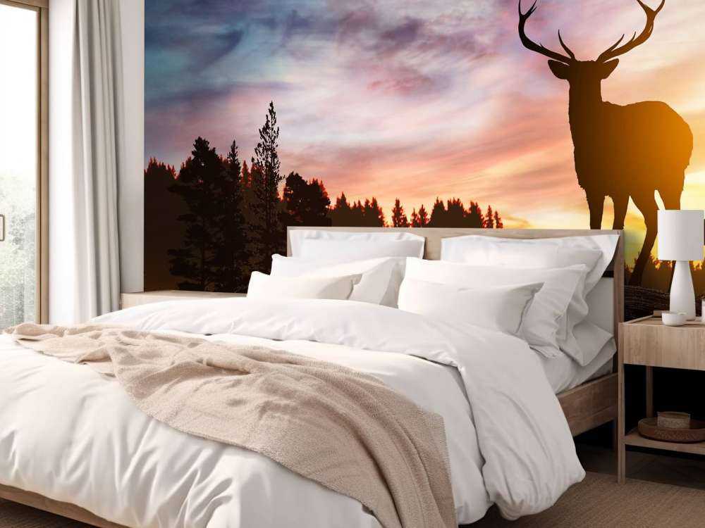 Cerf pendant le coucher du soleil