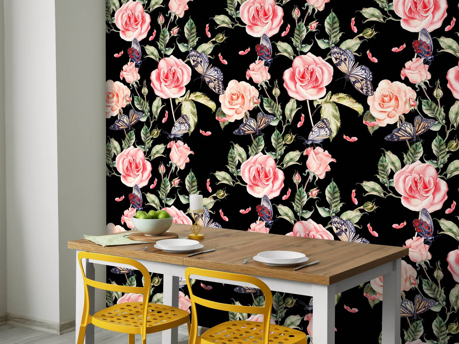 Fleurs et papillons en aquarelle