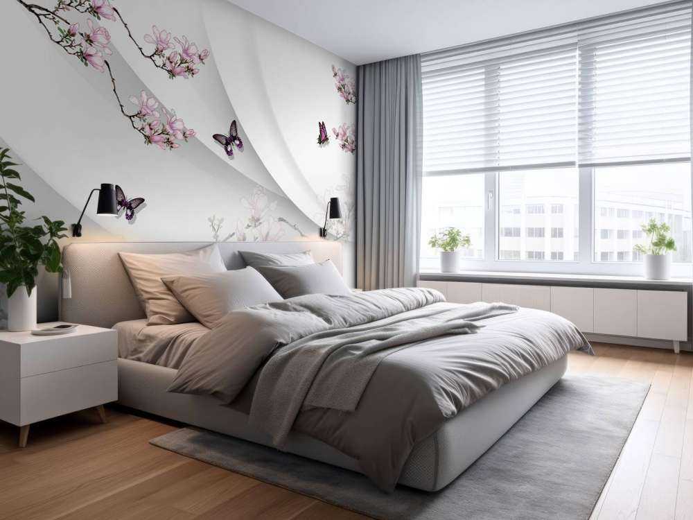 Fond blanc en 3D avec fleur décorative