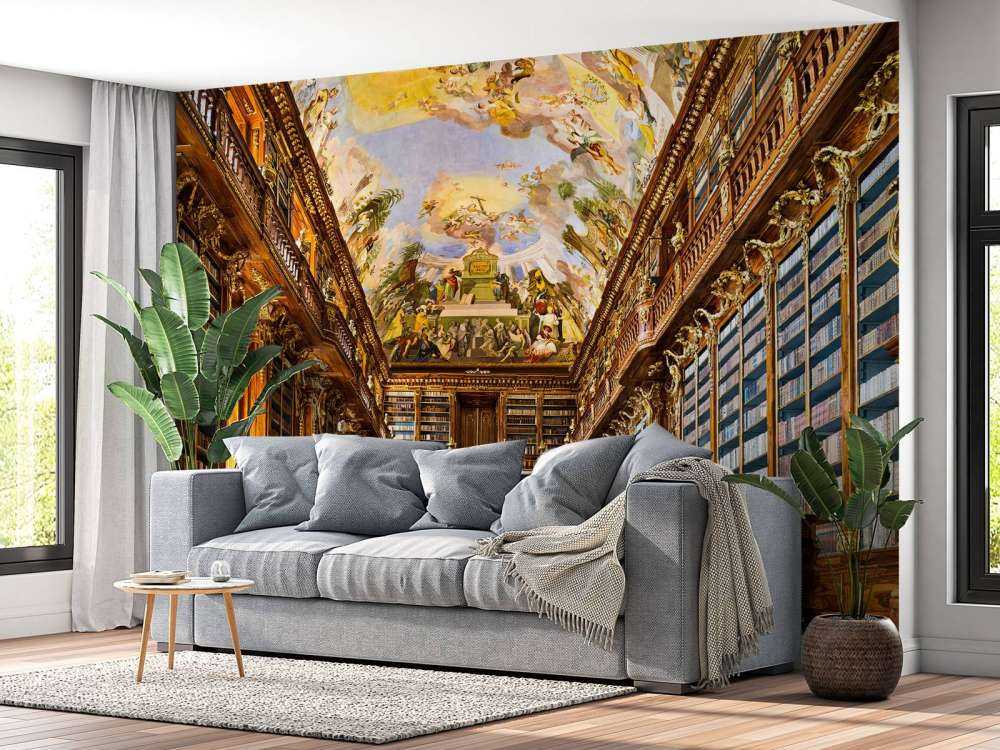 Bibliothèque historique en bois chaud