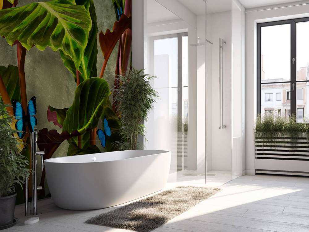 Plante verte avec papillons