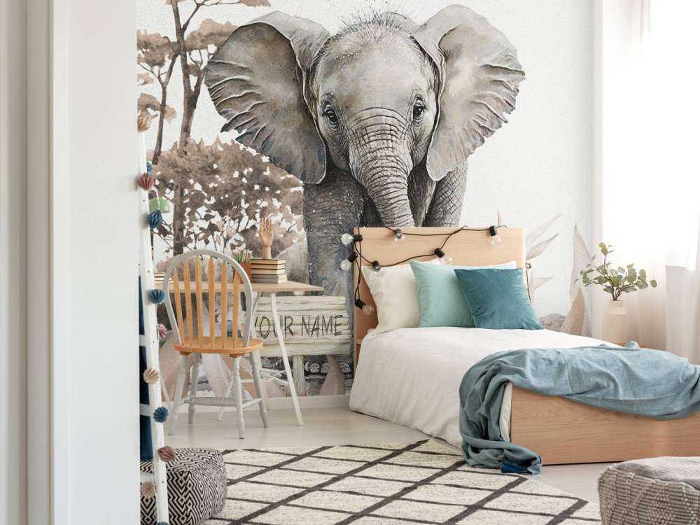 Bébé éléphant de la jungle taupe