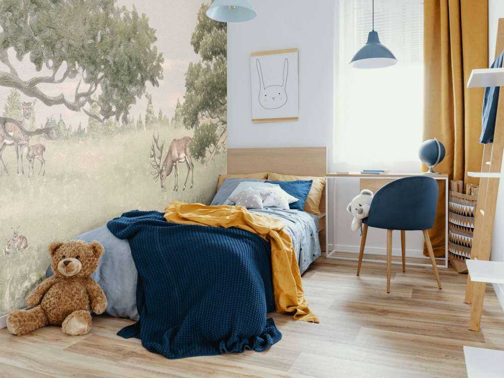 Paysage avec animaux en beige