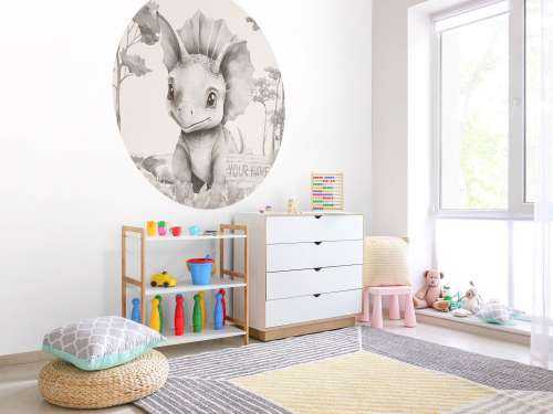 Bébé tricératops dans la jungle beige