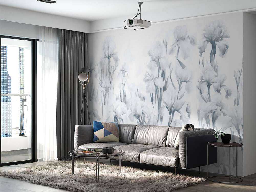 Les iris dansent un bleu frais et sans couture