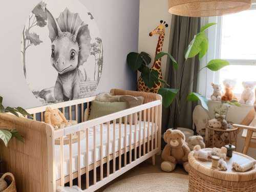 Bébé tricératops dans la jungle beige