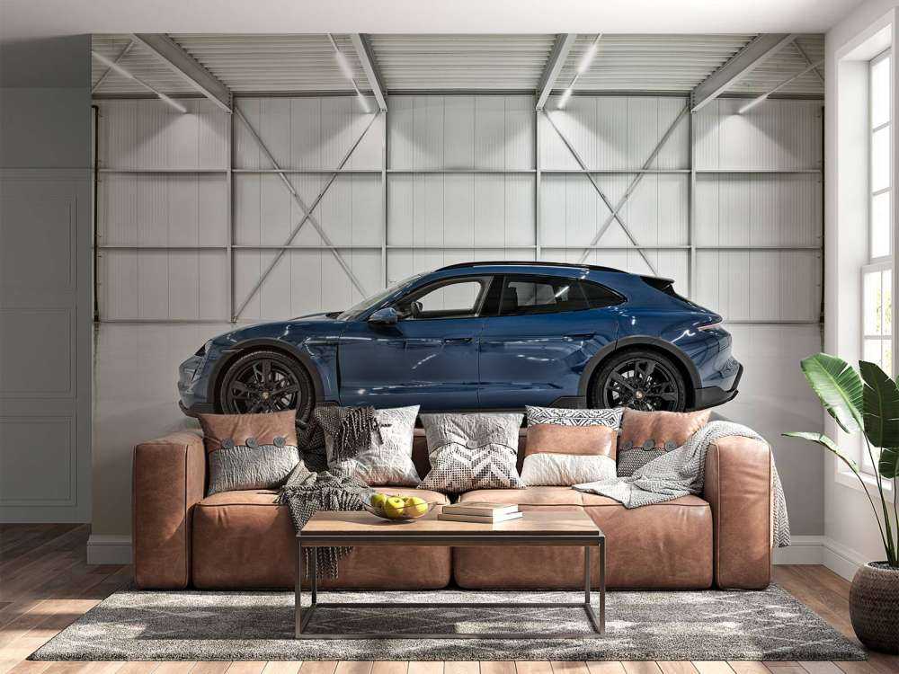 Porsche dans le hall industriel