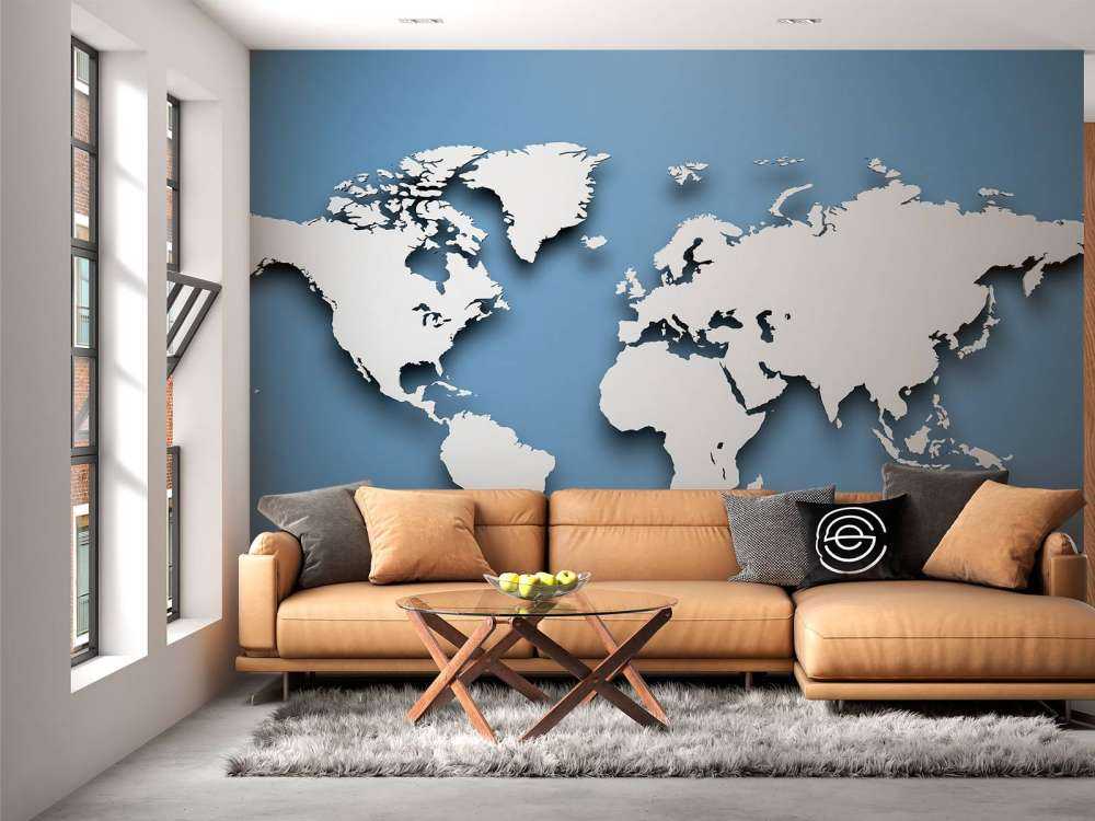 Carte du monde en 3D bleu