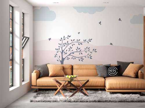 Des collines roses avec un arbre