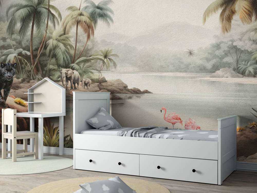 Paysage de jungle avec animaux en couleur