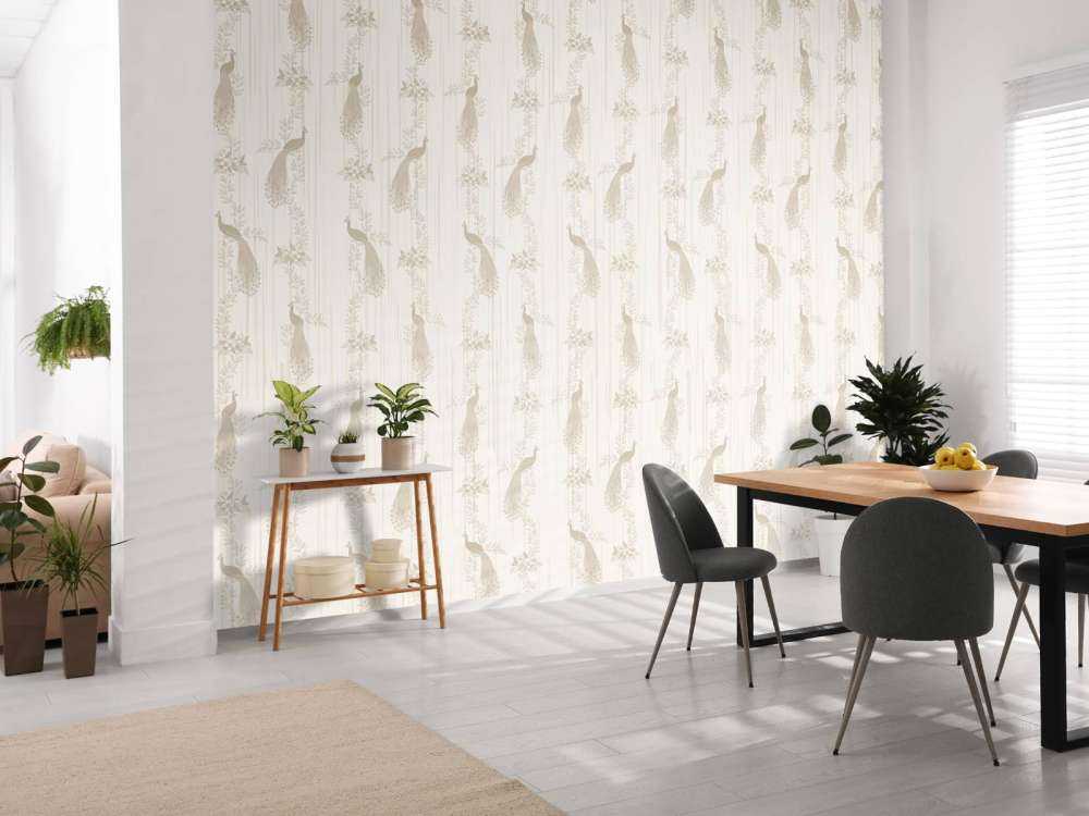 Papier peint Classic Peacock Flora - beige