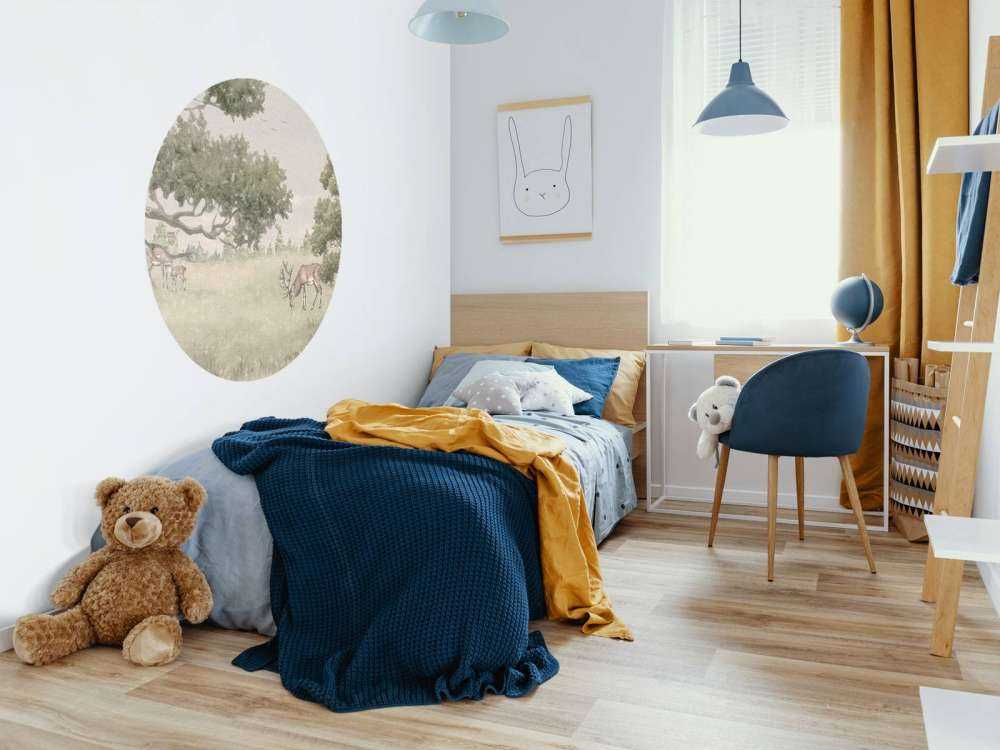 Paysage avec animaux en beige