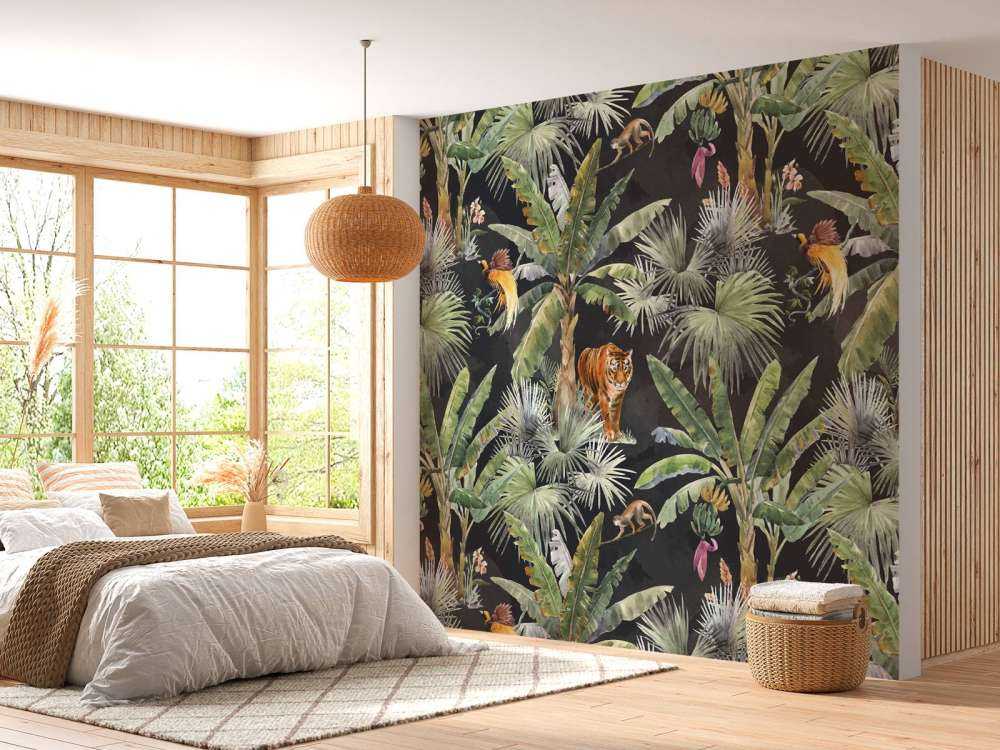 Palmiers et animaux de la jungle