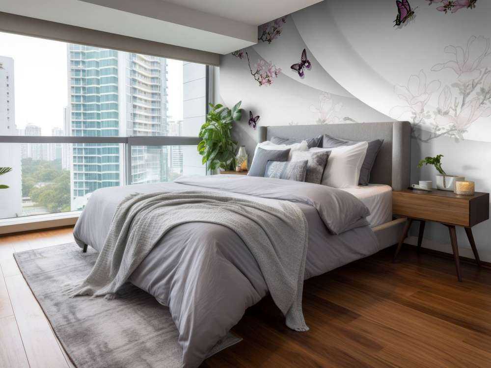 Fond blanc en 3D avec fleur décorative