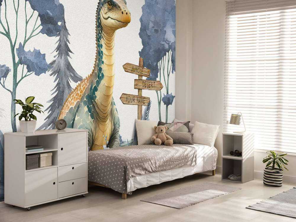 Bébé brachiosaure dans la jungle bleue
