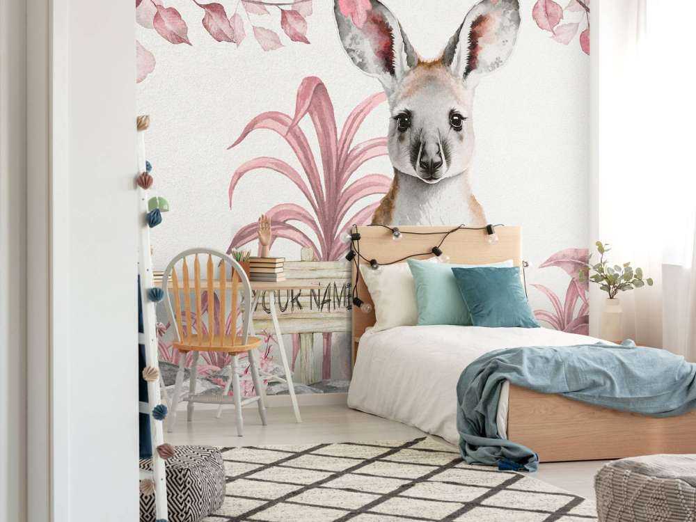 Bébé kangourou de la jungle rose