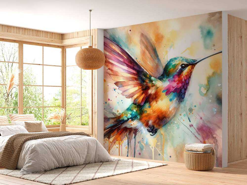Colibri iridescent en plein vol