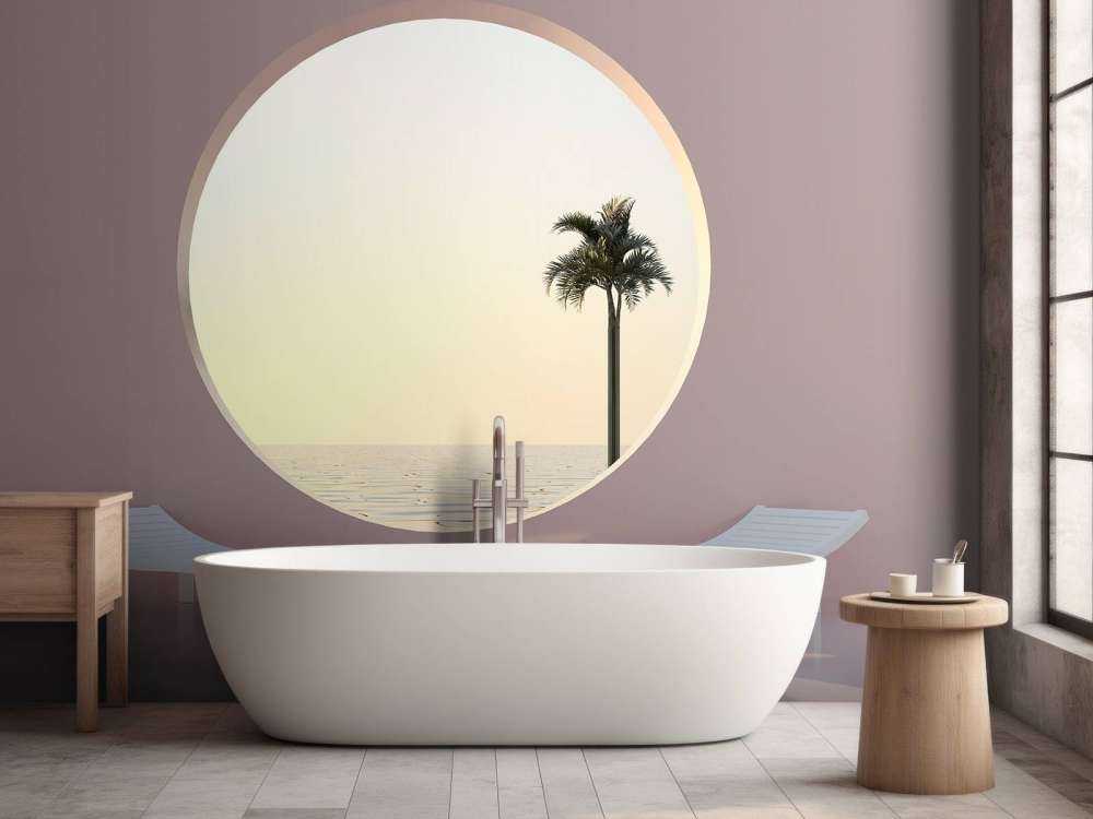 Mur rose avec cercle