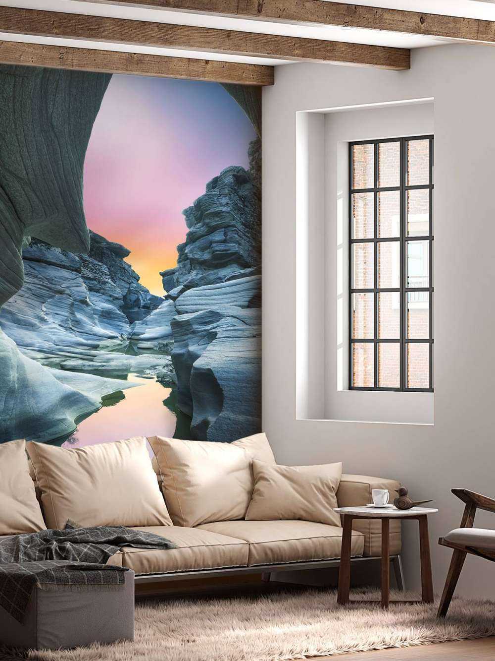 Grotte avec ciel coloré