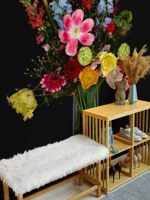 Bouquet de fleurs dans un vase en verre
