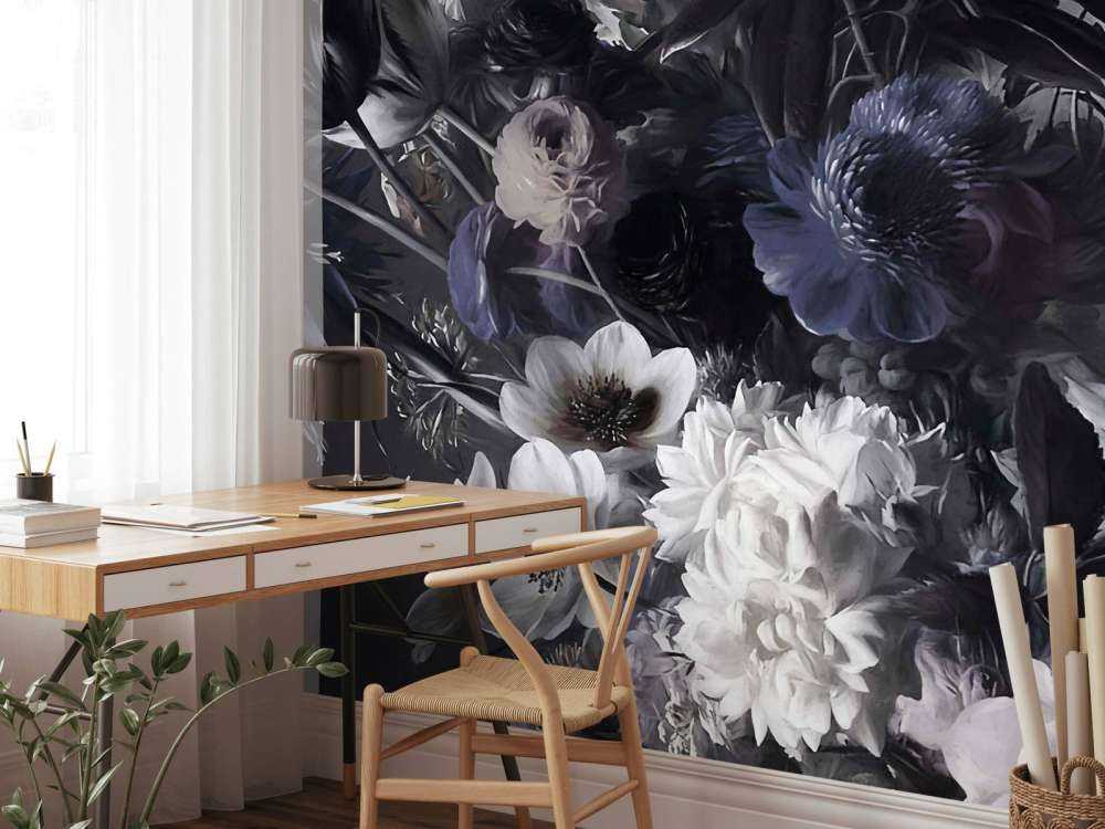Grand bouquet avec des anémones bleues