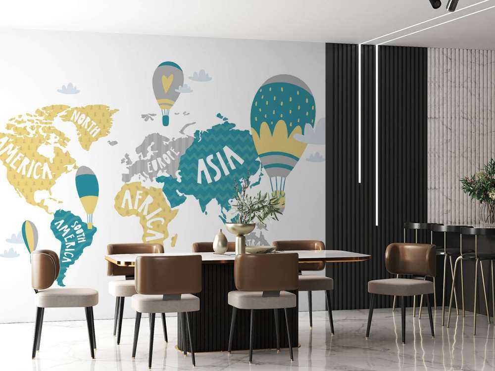 Carte du monde avec des ballons