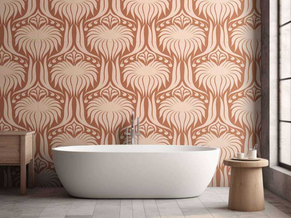 Motif de lotus en terre cuite