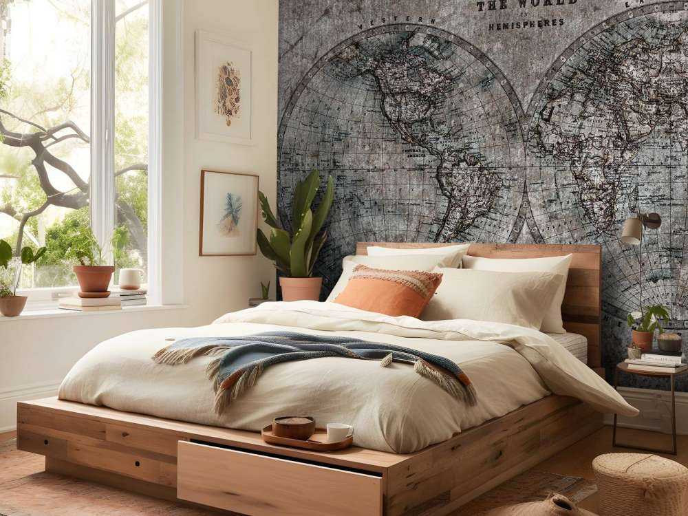 Carte du monde avec des nuances de gris