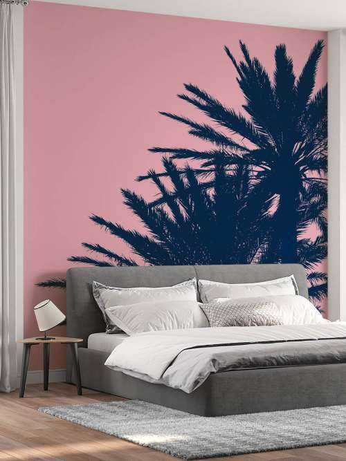 Palmiers sur fond rose